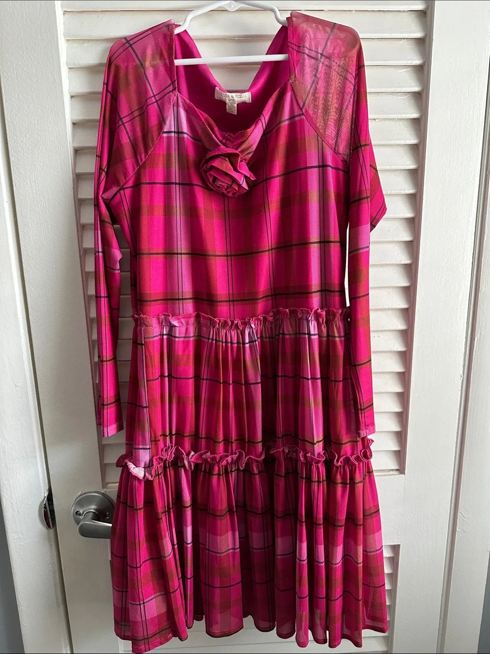 Chelsea and violet plaid pink dress girls Large 12/14 NWOT